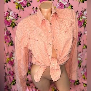 Roughrider orange plaid country rodeo Queen country flannel Swarovski crystal